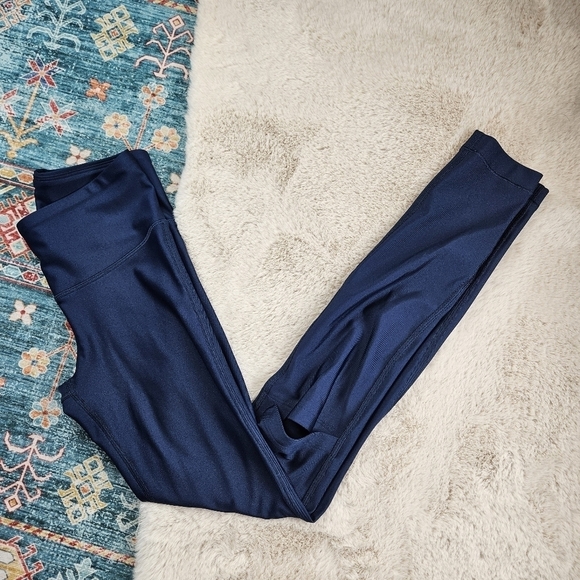 Under Armour Blue Multicolor Stripe Leggings Small Split Knee - Picture 1 of 7